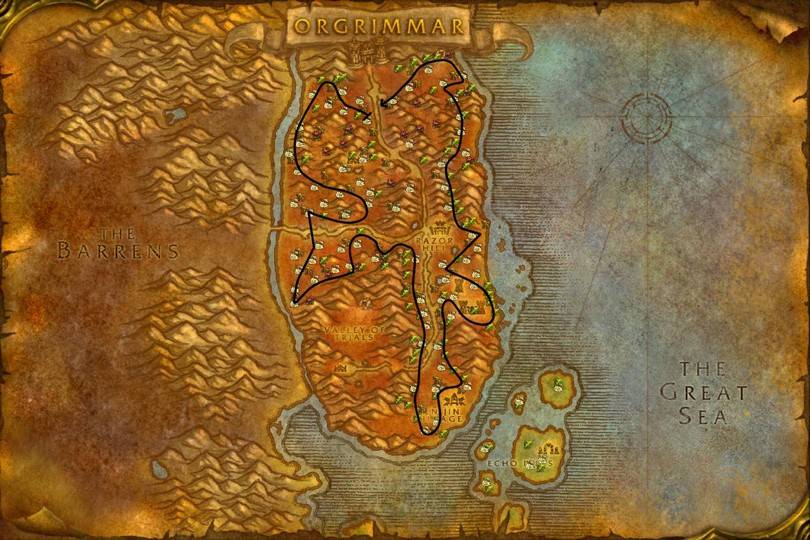 Ruta de Herboristería en Durotar