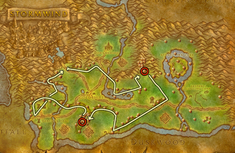 Ruta de Minería en Bosque de Elwynn